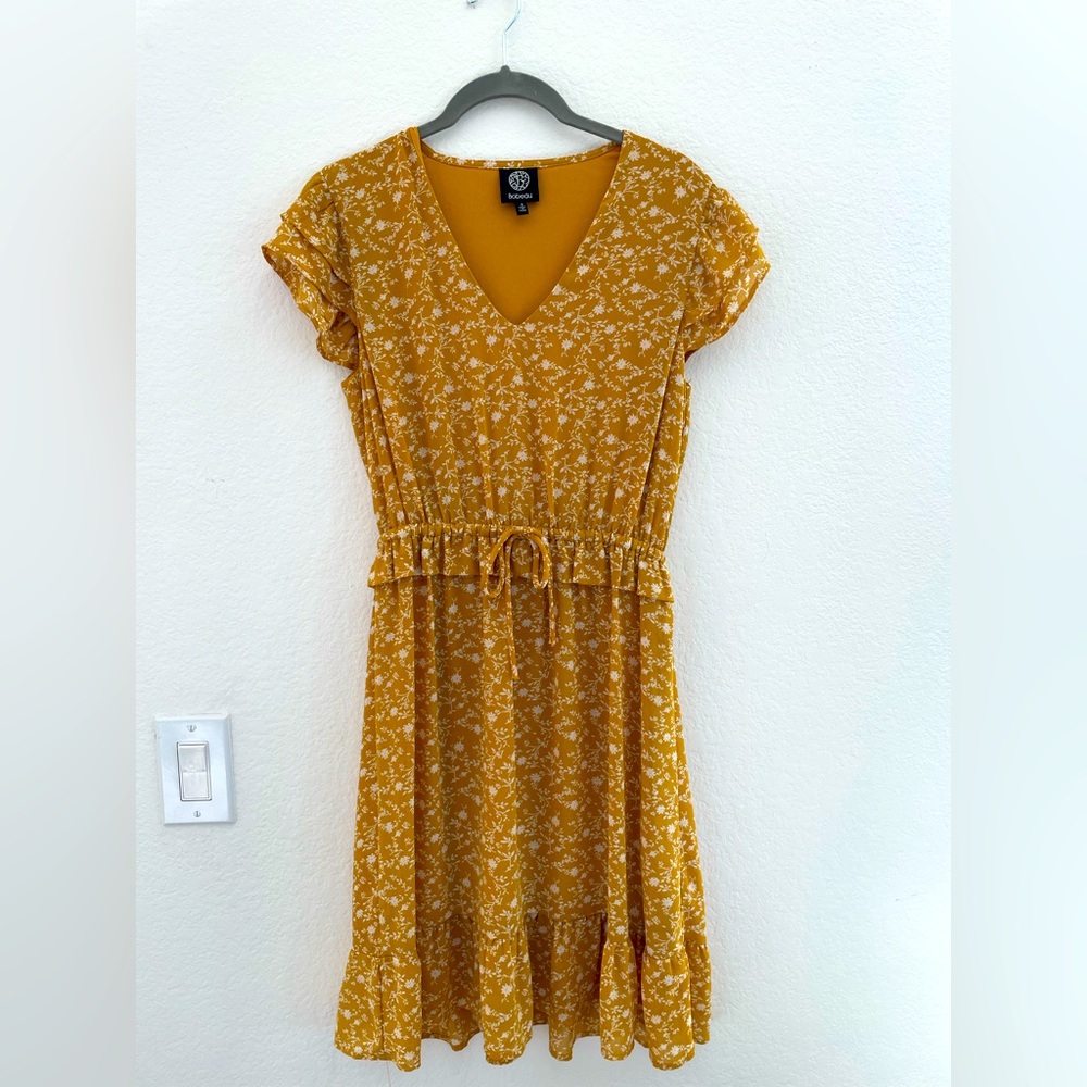 Bobeau Yellow Flutter Sleeve Sundress